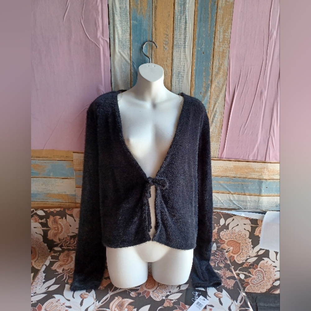 by & by Black Cardigan Sweater with V-Neck